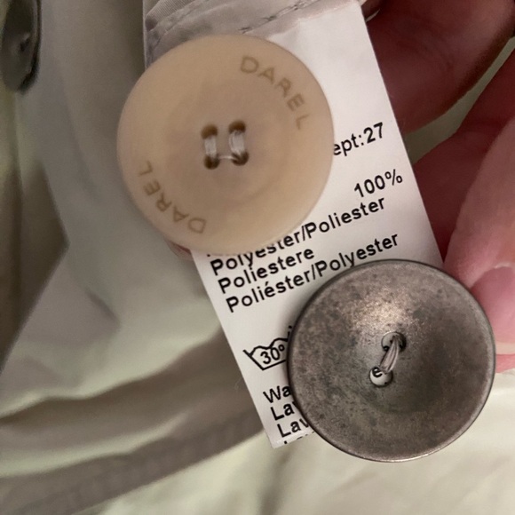 Beautiful Neutral GERARD DAREL Double Breasted Short Trench Coat Bow Cuff 46 14 - Picture 6 of 10